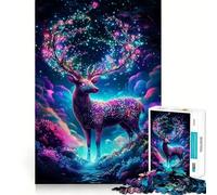 Mystical Fantasy Deer Jigsaw Puzzles for Adults1000 Pieces Intellect Toy Calming Play Quality Cut Wall Art Decor (38x52cm)