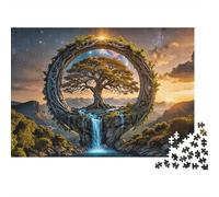 Mystical Fantasy Tree Waterfall 1000 piece paper puzzle for adults nature landscape jigsaw educational stress relief wall art 52x38cm/1000pcs