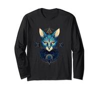 Mystical Feline Enchantment: Wiccan Pagan Cat Long Sleeve T-Shirt