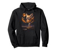 Mystical Fennec Fox Lunar Gaze Cosmic Night Pullover Hoodie