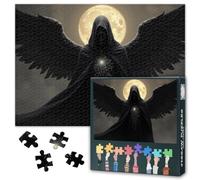 Mystical Figure Jigsaw Puzzles for Adults 1000 Piece Dark Fantasy Poster Moonlit Sky Painting Celestial Observatory Wicca Studio Sorcery Den Toy Craft Premium Board 27.5x19.7 Inch