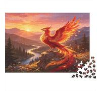 Mystical Fire Phoenix 1000 Piece Jigsaw Puzzle Paper for Adults Sunset Valley Landscape Jigsaw Puzzle for Family Relaxation Focus Home Decor Gift 38x26cm/1000pcs