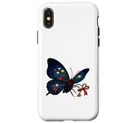 Mystical Floral Winged Butterfly Holding Key With Red Ribbon Case for iPhone X/XS