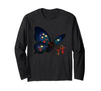 Mystical Floral Winged Butterfly Holding Key with Red Ribbon Long Sleeve T-Shirt