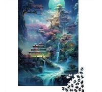 Mystical Forest 1000 Piece Jigsaw Puzzle Paper for Adults Night Waterfall Puzzle Game 52x38cm/1000pcs