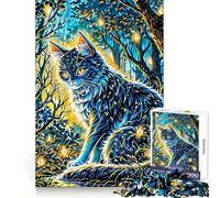 Mystical Forest Cat 1000 Piece Jigsaws for Adults Puzzle Focus Brain Toy Quiet Fun Tight Edge Santa Wish Item (50x75cm)