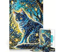Mystical Forest Cat 1000 Pieces Jigsaws Adults Puzzles Gifts Memory Upgrade Leisure Time Sharp Cut Wall Art Decor (38x26cm)