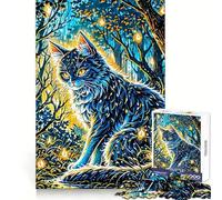Mystical Forest Cat Jigsaw Puzzles for Adults 1000 Pieces Strong Logic Toy Calming Play Clear Edge Artistic Gift (38x52cm)