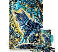 Mystical Forest Cat Jigsaw Puzzles for Adults 1000 Pieces Strong Logic Toy Calming Play Clear Edge Artistic Gift (38x52cm)