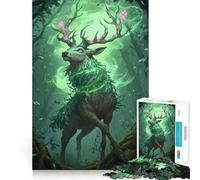 Mystical Forest Deer Glowing Runes 1000 Piece Jigsaw Puzzles for Adults Jigsaw Fine Logic Toy Quiet Fun Neat Edge Memorable Gift (38x26cm)
