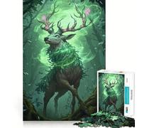 Mystical Forest Deer Glowing Runes 1000 Piece Jigsaw Puzzles for Adults Jigsaw Fine Logic Toy Quiet Fun Neat Edge Memorable Gift (38x52cm)