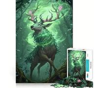 Mystical Forest Deer Glowing Runes 1000 Piece Jigsaw Puzzles for Adults Teenagers Mind Puzzle Stress Free Art Assembly Thoughtful Gift (50x75cm)