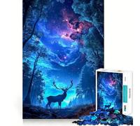 Mystical Forest Deer Jigsaw Puzzle for Adults 1000 Pieces Intellect Toy Peaceful Fun Precise Cut Santa Wish List (38x52cm)