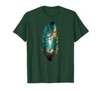 Mystical Forest Feather Designs for Nature and Wildlife Love T-Shirt, Men, Dark Green, X-Large