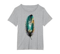 Mystical Forest Feather Designs for Nature and Wildlife Love T-Shirt, Women's Plus, Heather Grey, 1X