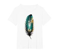 Mystical Forest Feather Designs for Nature and Wildlife Love T-Shirt, Women's Plus, White, 2X