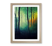 Mystical Forest Framed Wall Art Print A2 Oak