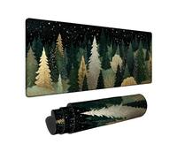 Mystical Forest Large Gaming Mouse Pad, Dark Green Enchanted Nature Landscape Mousepad, Rubber Non-Slip Washable Mouse Pad Perfect for Home and Office Gaming Setup 12x32 Inch