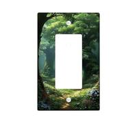 Mystical Forest Light Switch Cover Plates/Outlet Covers, Lush Green Woodland Scene for Home Décor, Thermoplastic Wall Plates, Standard Size Single Rocker