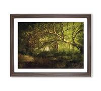 Mystical Forest Modern Art Framed Print | A4 Walnut Framed Wall Art | Ready to Hang | Modern Landscape Picture | Living Room Bedroom Lounge Office