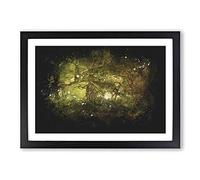 Mystical Forest Paint Splash Framed Print | A2 Black Framed Wall Art | Ready to Hang | Modern Landscape Picture | Living Room Bedroom Lounge Office