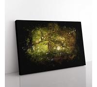 Mystical Forest Paint Splash Modern Art Canvas Wall Art Print Ready to Hang, Framed Picture for Living Room Bedroom Home Office Décor, 60x40 cm (24x16 Inch)