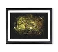 Mystical Forest Paint Splash Modern Art Framed Wall Art Print, Ready to Hang Picture for Living Room Bedroom Home Office Décor, Black A2 (64 x 46 cm)