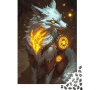 Mystical Fox Glowing Symbols 1000 Piece Jigsaw Puzzle, Animal Puzzle for Adults, Relaxing Home Activity, 52x38cm/1000pcs