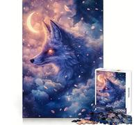 Mystical Fox in The Night Sky Adult Jigsaw Puzzles 1000 Pieces Mind Exercise Toy Calming Play Design Assembly Amazing Present (38x52cm)