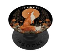 Mystical Fox Moon Phases Pagan Witch Forest Witchcraft Spell PopSockets Adhesive PopGrip