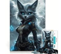 Mystical Fox Warrior with Glowing Eyes 1000 Pieces Jigsaw Puzzles for Adults Clear Logic Toy Relaxing Fun Perfect Cut Elegant Gift (38x26cm)