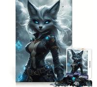 Mystical Fox Warrior with Glowing Eyes Jigsaw Puzzles for Adults 1000 Piece Reason Skill Toy Anxiety Relief Exact Cut Elegant Gift (50x75cm)