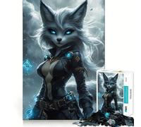 Mystical Fox Warrior with Glowing Eyes Jigsaw Puzzles for Adults 1000 Piece Reason Skill Toy Anxiety Relief Exact Cut Elegant Gift (50x75cm)