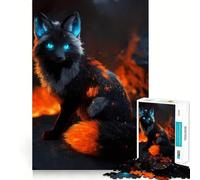 Mystical Fox with Fire And Ice 1000 Piece Jigsaw Puzzles for Teenagers Jigsaw Mind Puzzle Tension Relief Art Assembly Premium Gift (50x75cm)