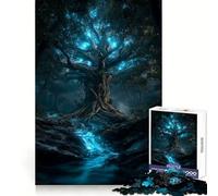 Mystical Glowing Tree And Waterfall 1000 Piece Jigsaw Puzzles for Teenagers Jigsaw Reason Skill Toy Shared Fun Tight Cut Wall Art Decor (38x52cm)