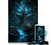 Mystical Glowing Tree And Waterfall Puzzles for Teenagers 1000 Piece Strengthen Memory Tension Relief Smooth Edge Xmas Surprise (38x26cm)