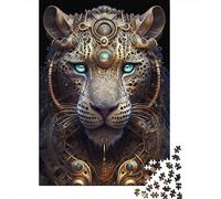 Mystical God Leopard 1000-Piece Puzzle for Adults, 52x38cm/1000pcs; A Practical Gift for Quiet Leisure Time; Low-dust White Cardboard Pieces