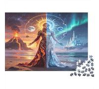 Mystical Goddess 1000 Piece Jigsaw Puzzle Paper Jigsaw Puzzle for Adults Day Night Elements Fantasy Scene Home Decor Stress Relief Gift 70x50cm/1000pcs
