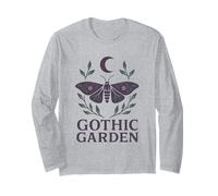 Mystical Gothic Butterfly with Roses and Crescent Moon Long Sleeve T-Shirt