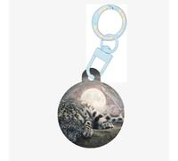 Mystical Gray Snow Leopard Print Round Acrylic Pet Tag, Dog Neck Pendant Tags for Pets Circular Dog Cat Collar Name Tags