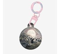 Mystical Gray Snow Leopard Print Round Acrylic Pet Tag, Dog Neck Pendant Tags for Pets Circular Dog Cat Collar Name Tags