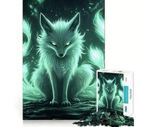 Mystical Green Fox for Adults 1000 Piece Jigsaw Puzzle Thought Toy Anxiety Relief Precise Edge Thoughtful Gift (38x26cm)