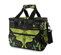 Mystical Green Moon Moth Boho Cooler Bag Thermal Insulated Picnic Lunch Bag Box Large Cool Bag for Beach Picnic Camping Travel Men Women