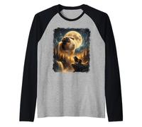 Mystical Guinea Pig Spirit Howling at The Full Moon Nature Raglan Baseball Tee