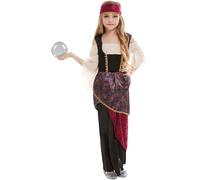 Mystical Gypsy Fortune Teller Renaissance Esmeralda Girls Costume Age 4-12