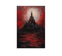 Mystical Haunting Witchy Castle Vintage Gothic Wall Art Print - Dark Surreal Mythical Witchy House Halloween Poster Wall Decor Canvas Poster Wall Art Decor Print Picture Paintings for Living Room Bedr