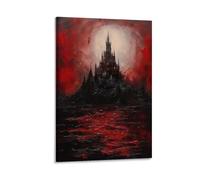 Mystical Haunting Witchy Castle Vintage Gothic Wall Art Print - Dark Surreal Mythical Witchy House Halloween Poster Wall Decor Modern Wall Prints Abstract Geometric Minimalist Art Framed Canvas Prints