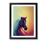 Mystical Horse Framed Print | A4 Black Framed Wall Art | Ready to Hang | Modern Animal Picture | Living Room Bedroom Lounge Office