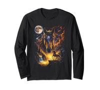 Mystical Horse Howling Full Moon Nature Art Long Sleeve T-Shirt
