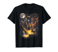 Mystical Horse Howling Full Moon Nature Art Value Graphic T-Shirt, Men, Black, M